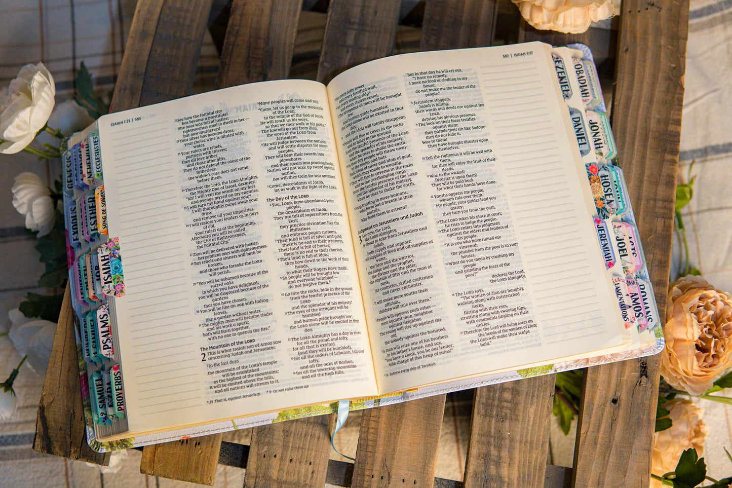 NIV Blue Floral Artisan Bible