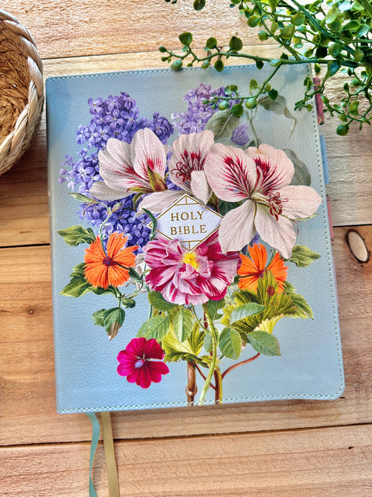 NIV Blue Floral Artisan Bible