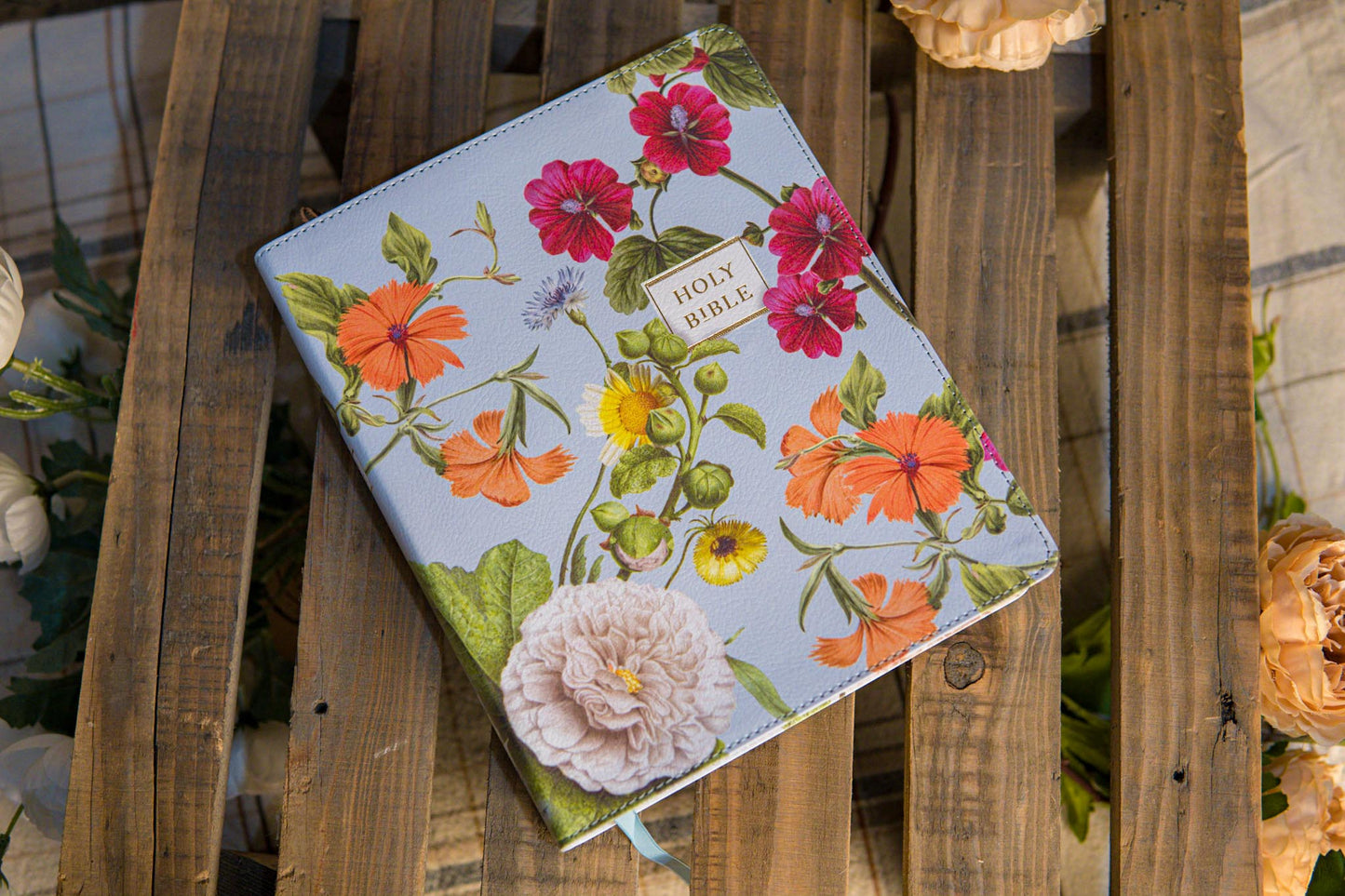 NIV Blue Floral Artisan Bible